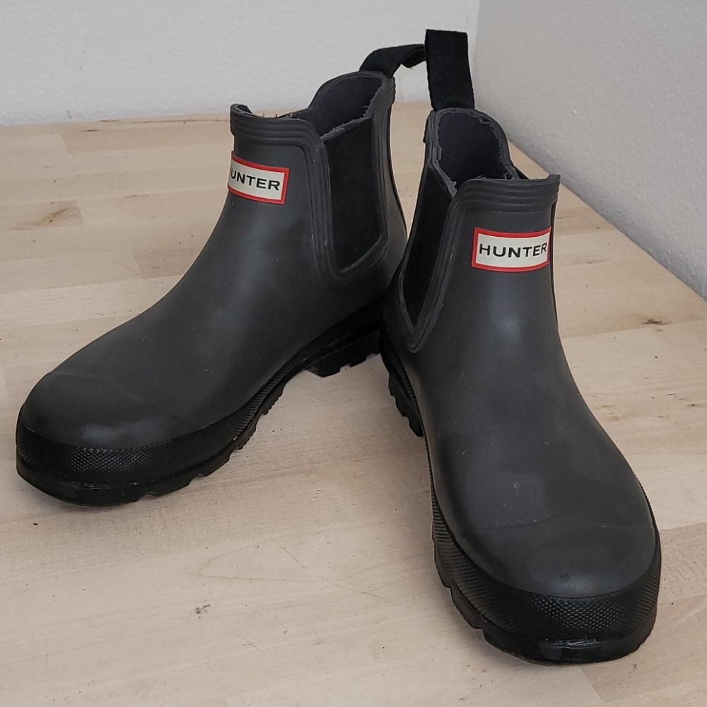 Hunter Grey Ankle Rain Boots